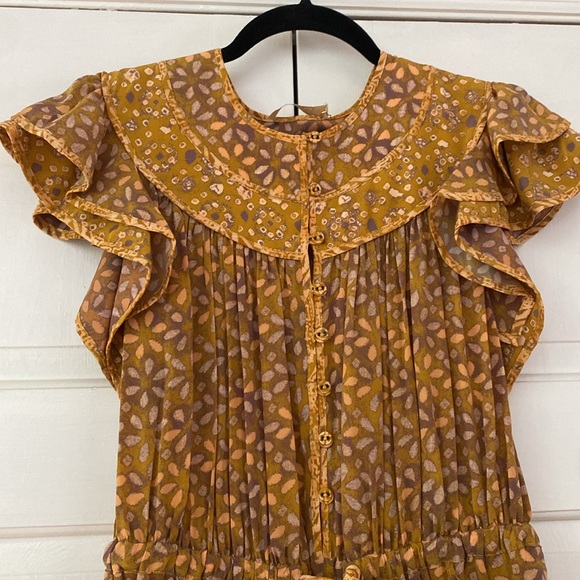 Ulla Johnson Netra Dress in Citrine Size 6 Silk Ruffle Flutter Sleeve Midi Dress - Picture 8 of 16